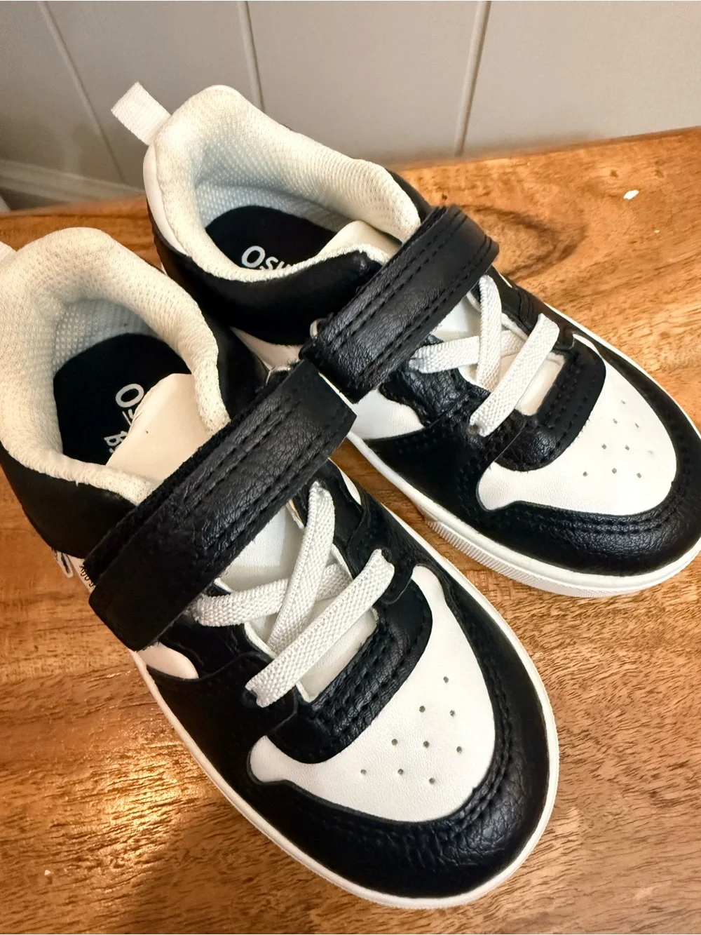 OshKosh B'gosh Black and White Kids Velcro Sneakers